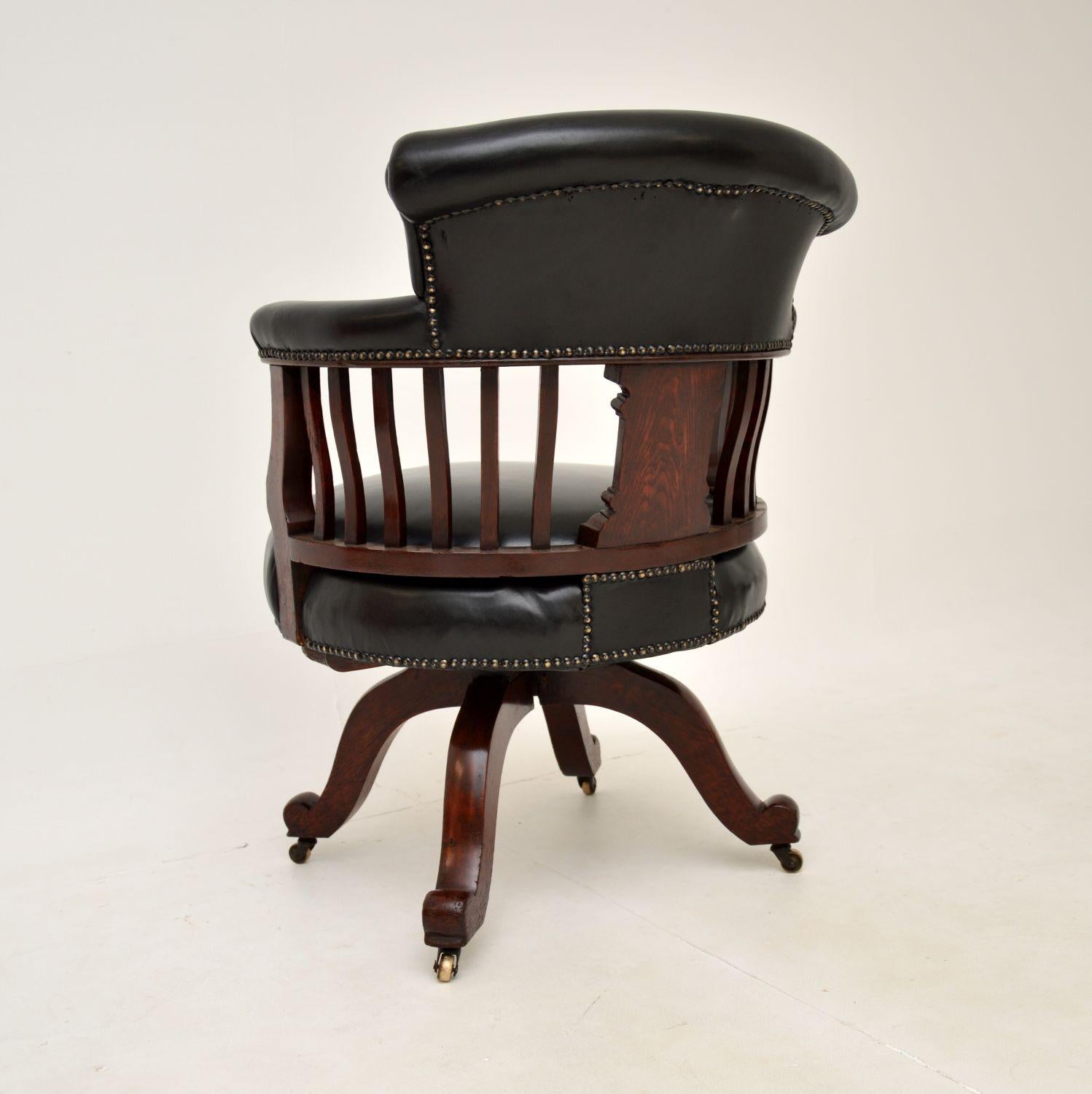 Antique Victorian Leather Swivel Desk Chair 3