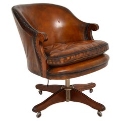 Antique Victorian Leather Swivel Desk Chair