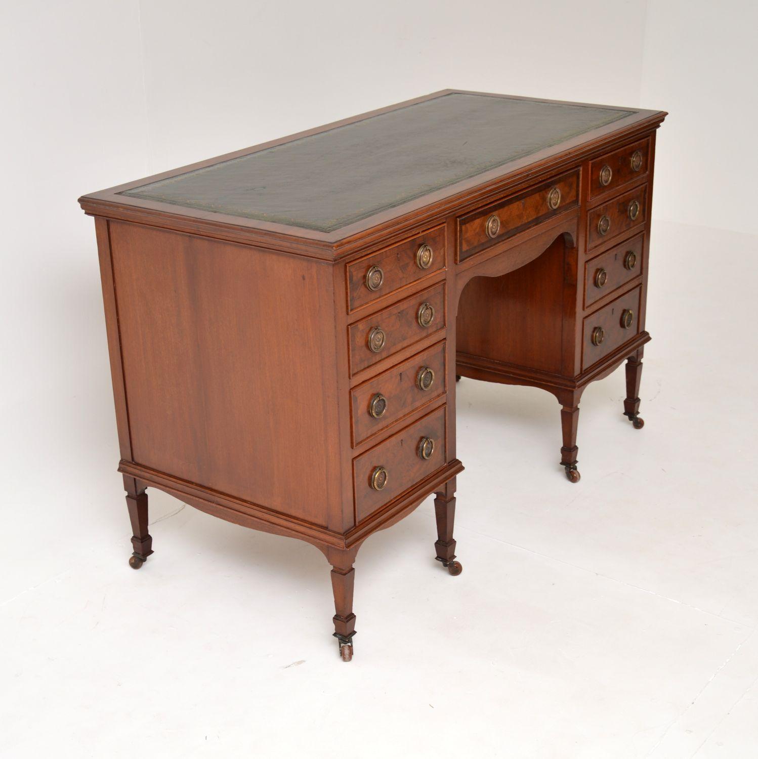 English Antique Victorian Leather Top Desk For Sale