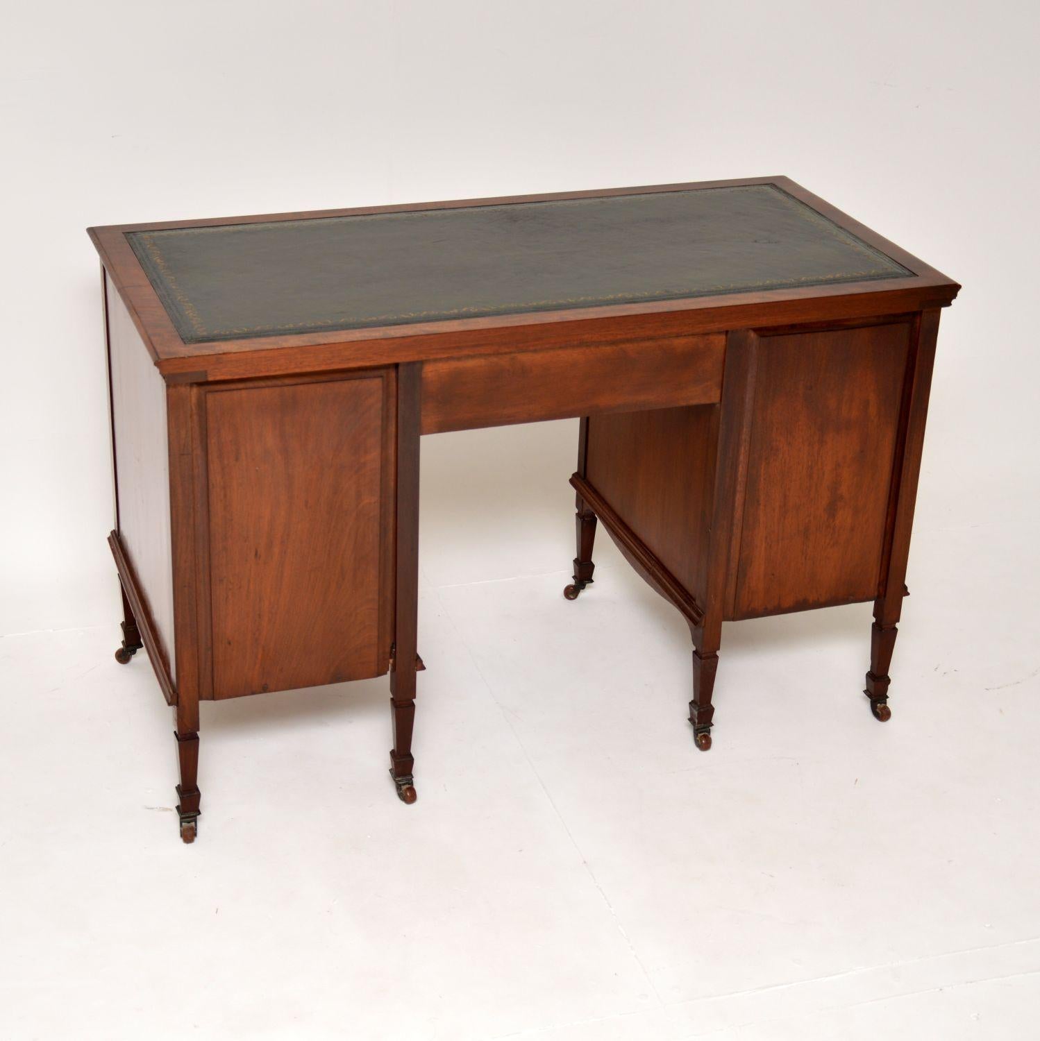 19th Century Antique Victorian Leather Top Desk