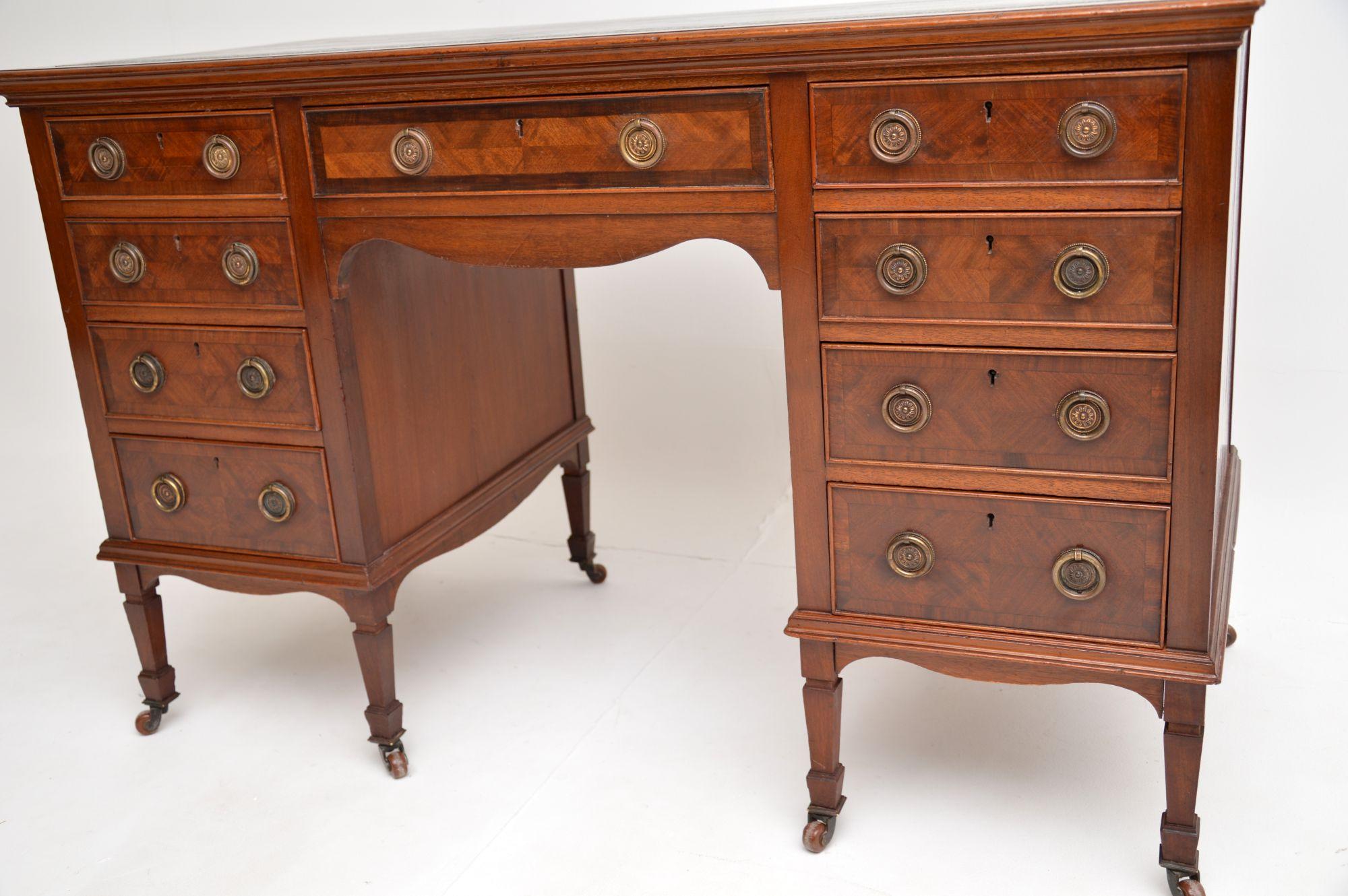 Antique Victorian Leather Top Desk For Sale 4