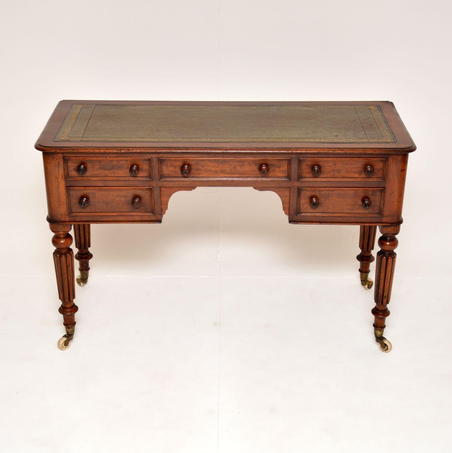 English Antique Victorian Leather Top Desk / Writing Table