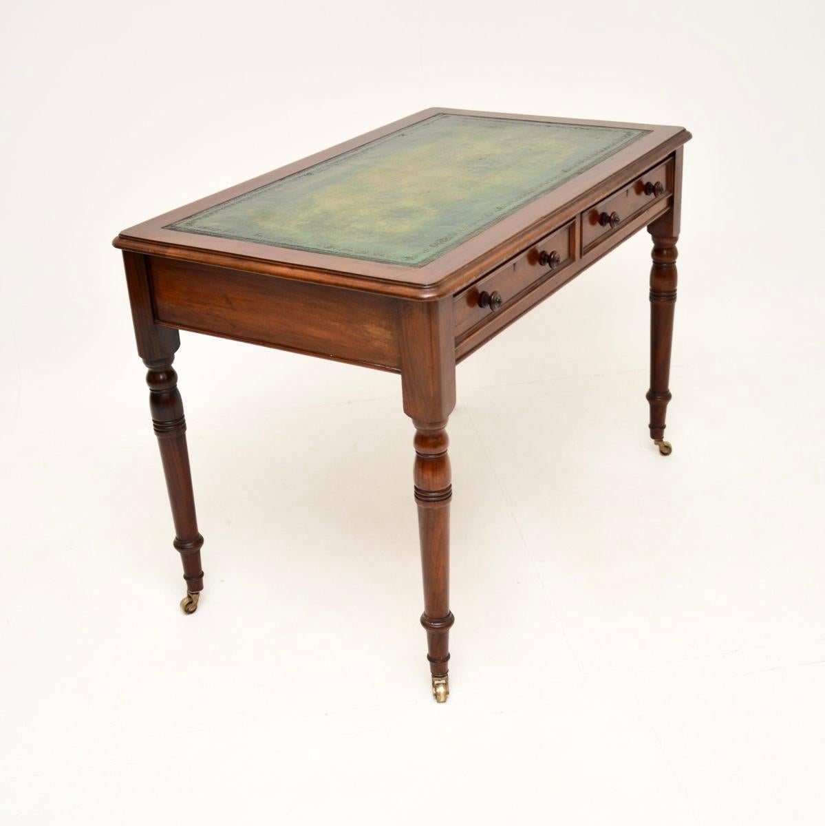 British Antique Victorian Leather Top Desk / Writing Table