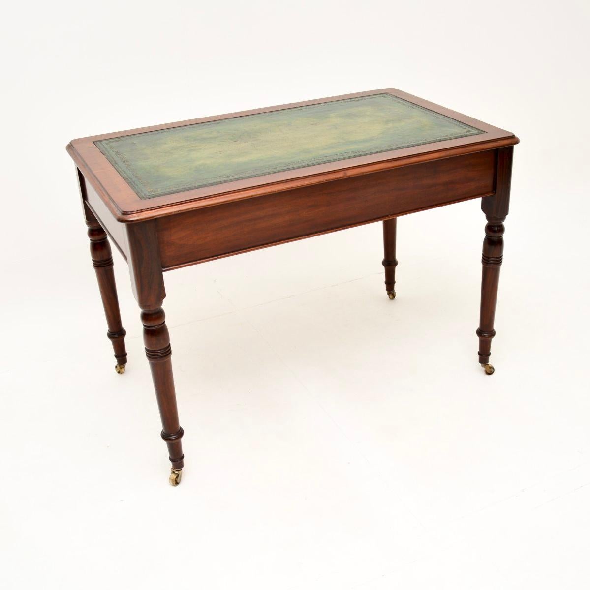 Mid-19th Century Antique Victorian Leather Top Desk / Writing Table