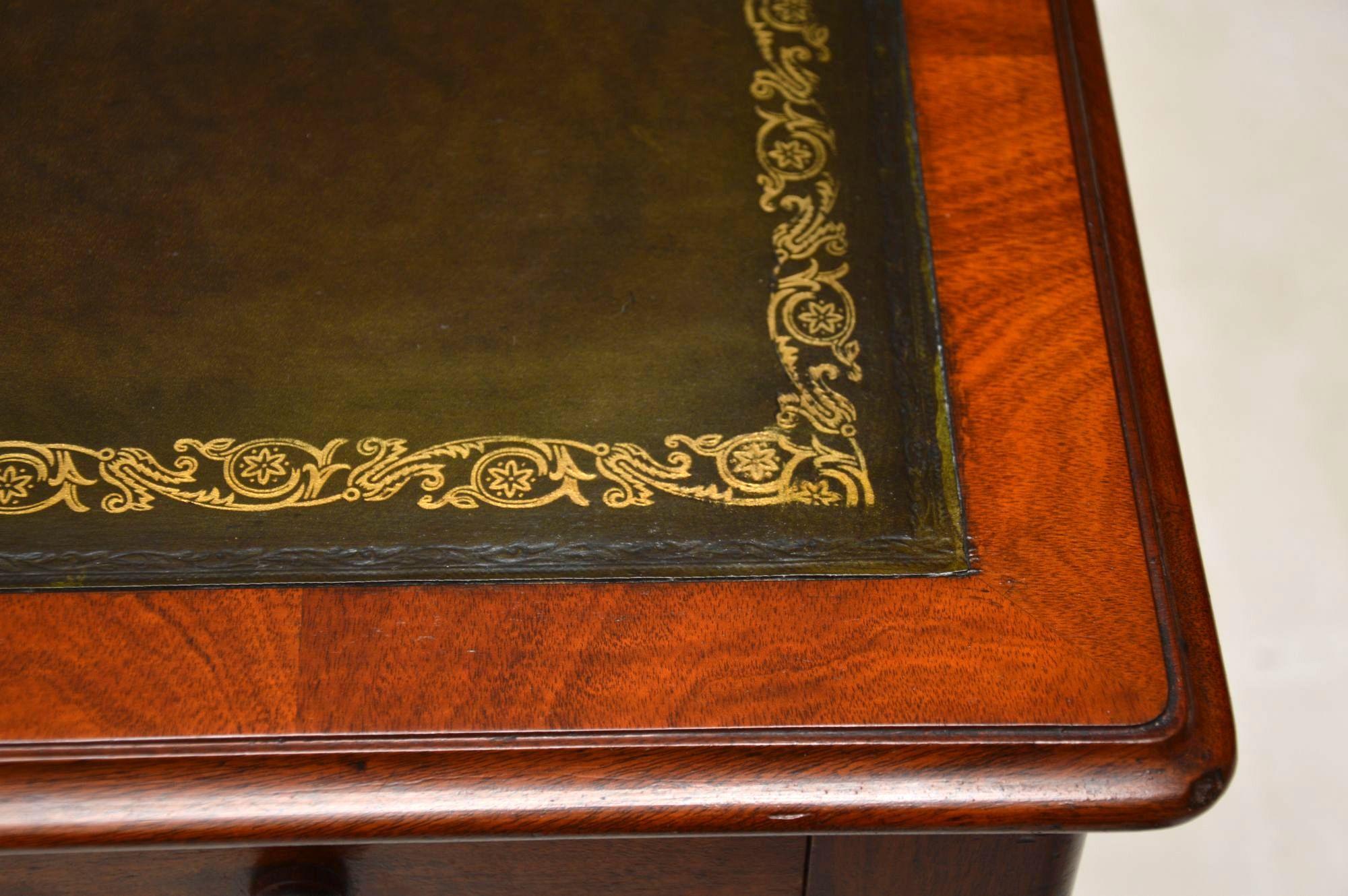 Antique Victorian Leather Top Mahogany Writing Table 5
