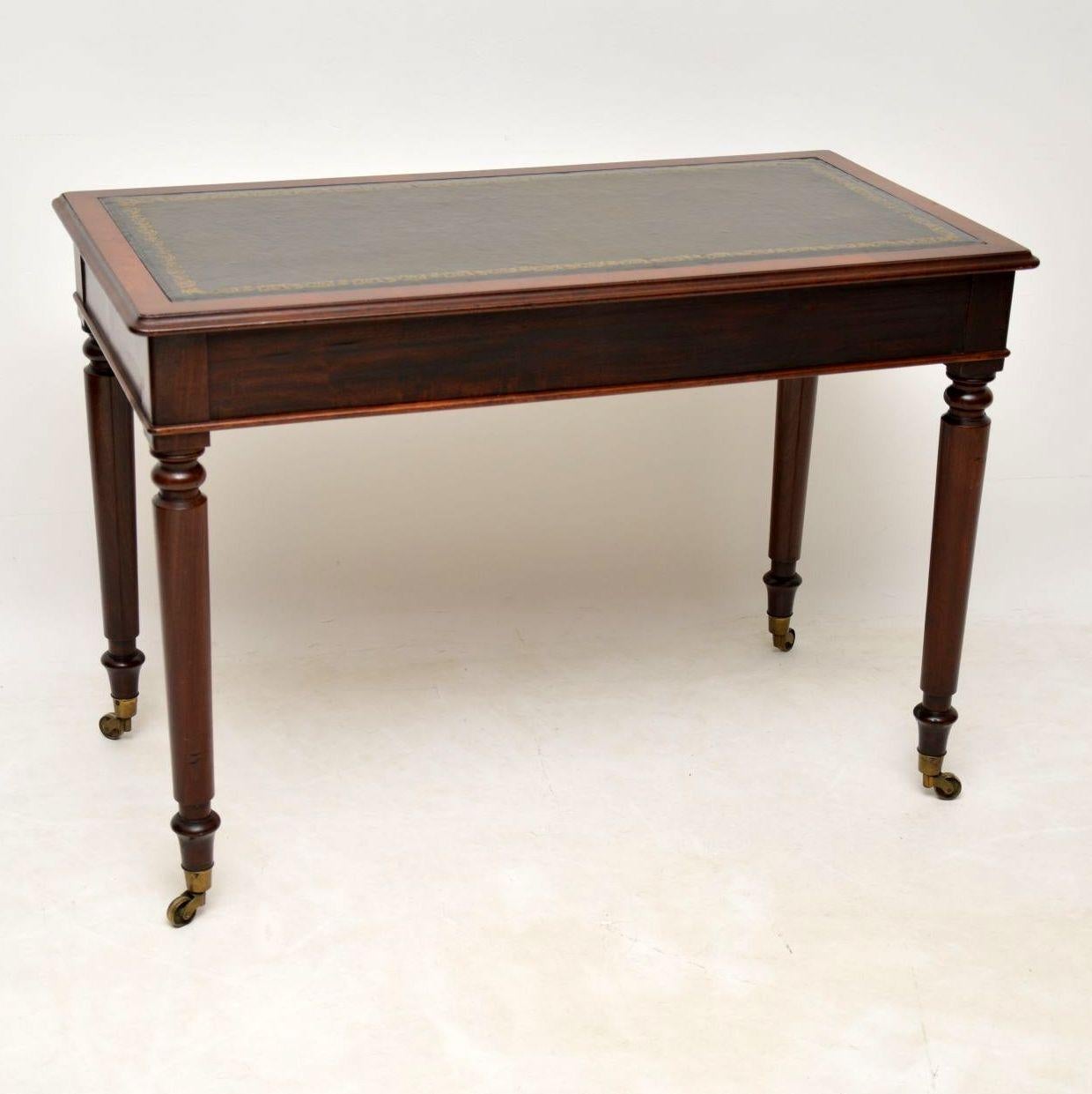 Antique Victorian Leather Top Mahogany Writing Table 6
