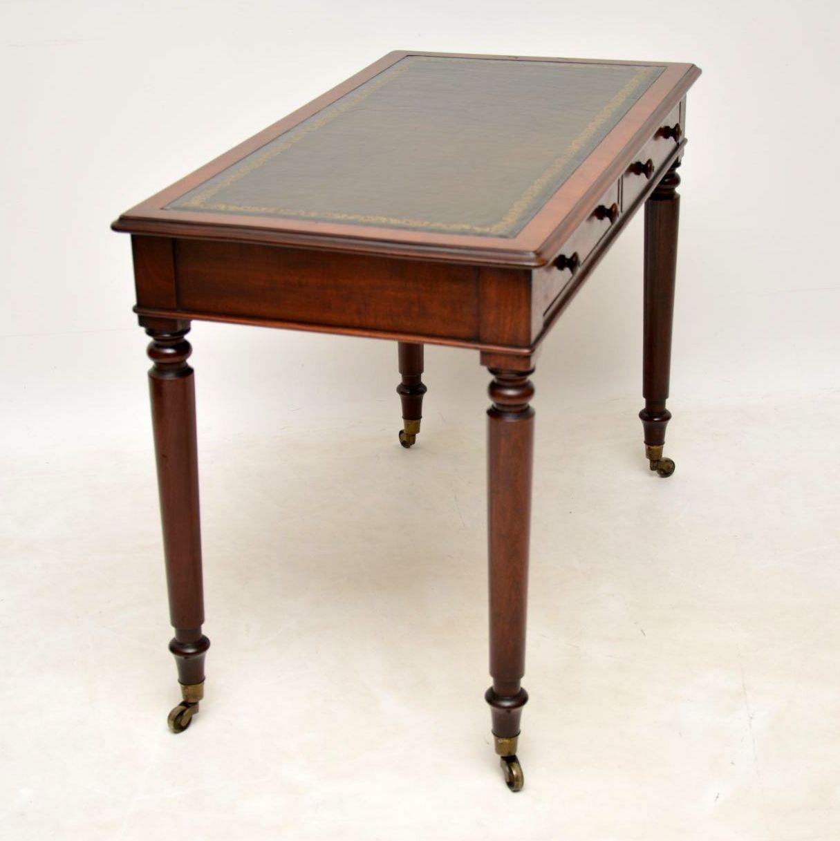 Antique Victorian Leather Top Mahogany Writing Table 1