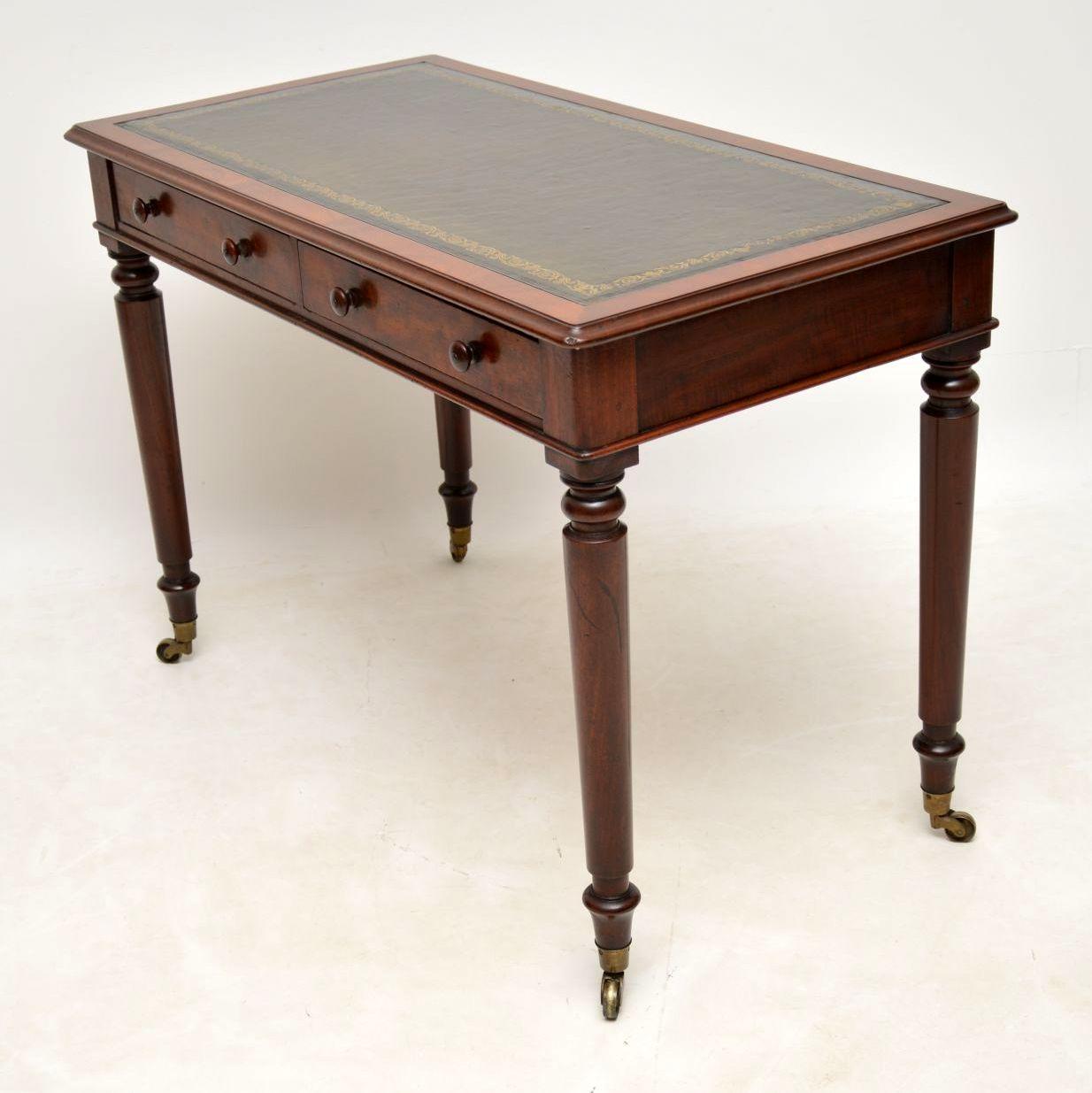 Antique Victorian Leather Top Mahogany Writing Table 2