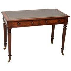 Antique Victorian Leather Top Mahogany Writing Table