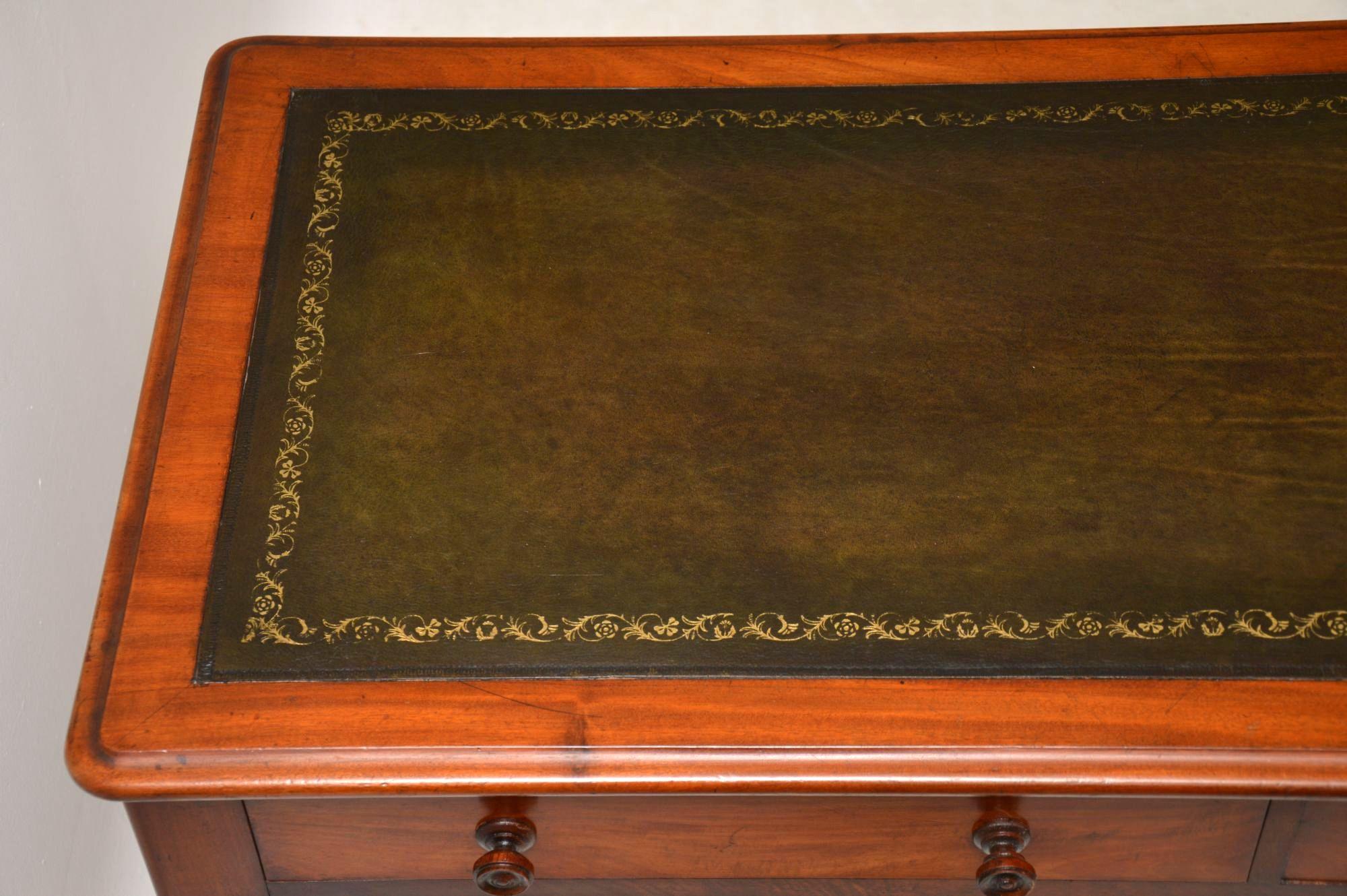 Antique Victorian Leather Top Mahogany Writing Table or Desk 3