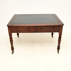 Antique Victorian Leather Top Partners Desk / Writing Table