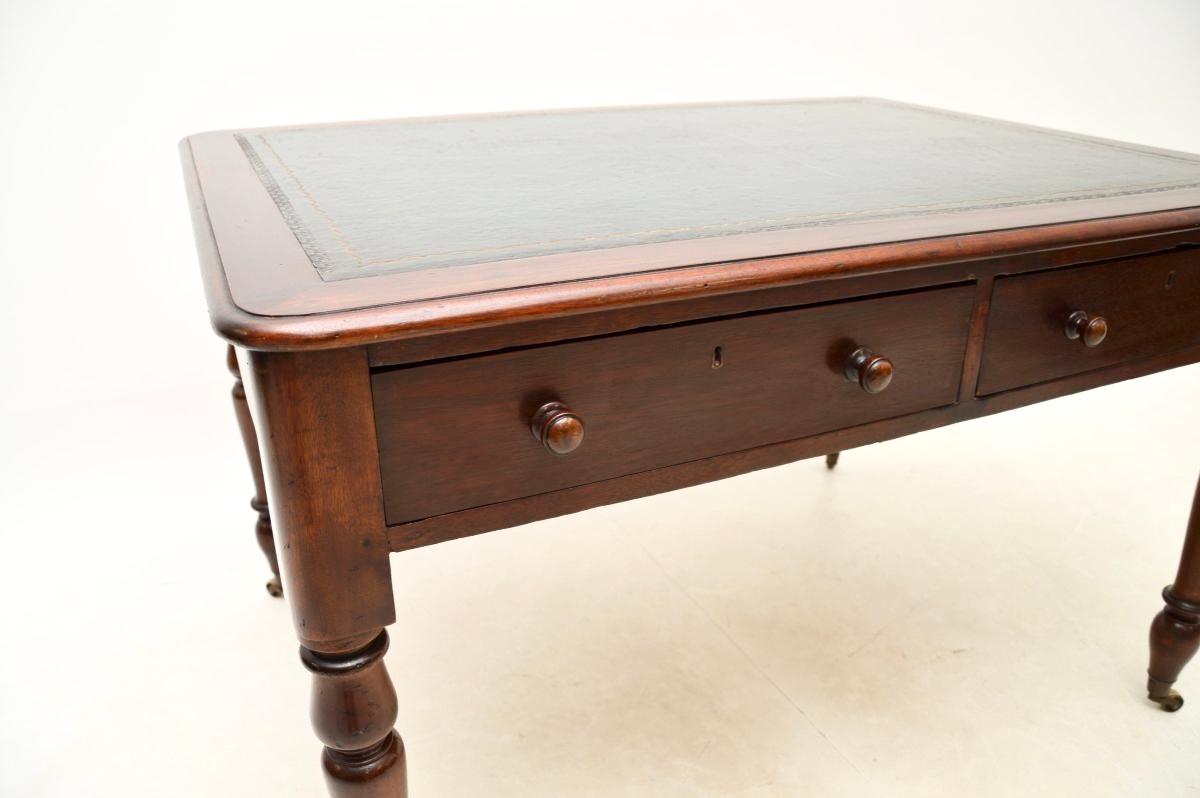 Antiker viktorianischer Partner-Schreibtisch/Schreibtisch mit Lederplatte im Angebot 2