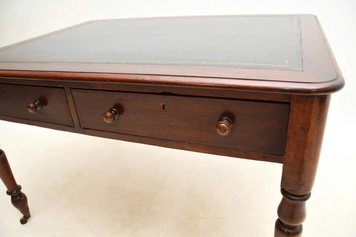 Antique Victorian Leather Top Partners Desk / Writing Table For Sale 3
