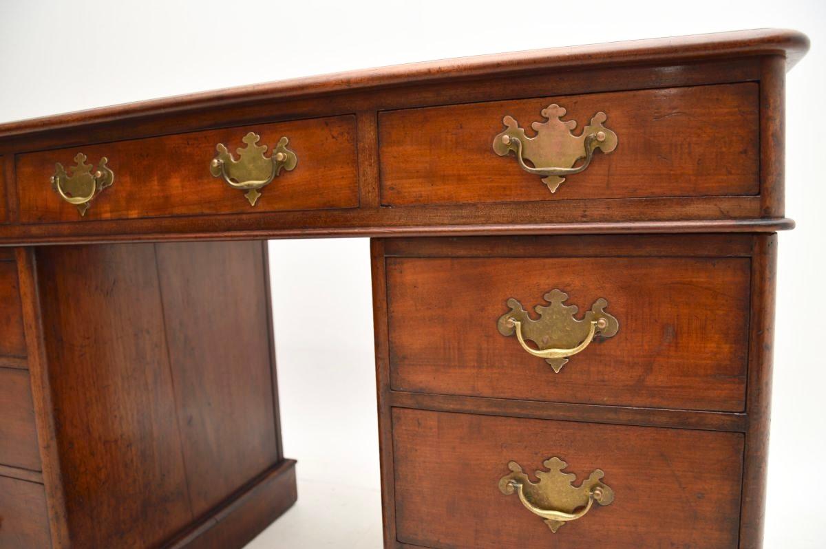 Antique Victorian Leather Top Pedestal Desk For Sale 4