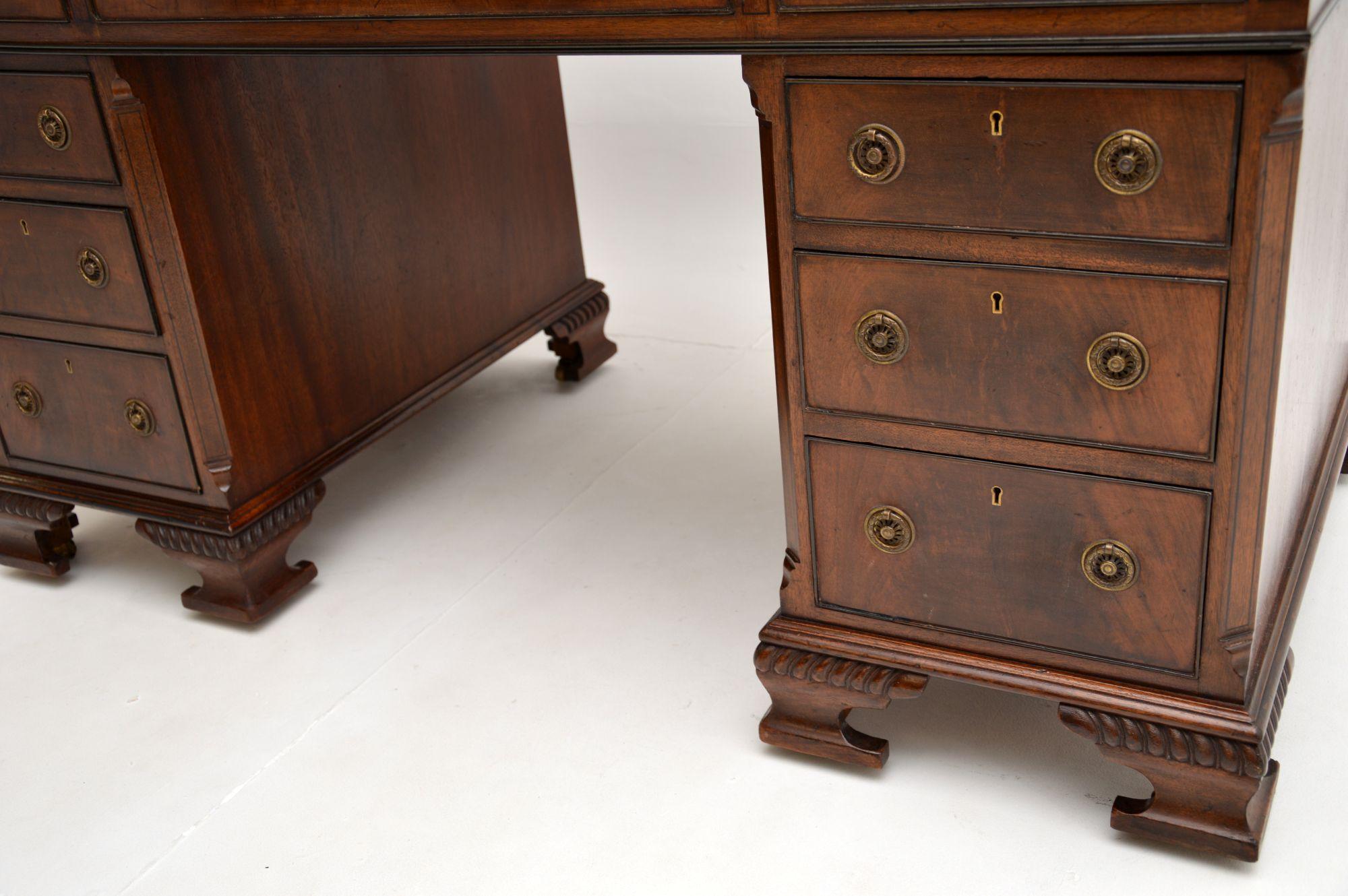 Antique Victorian  Leather Top Pedestal Desk 5