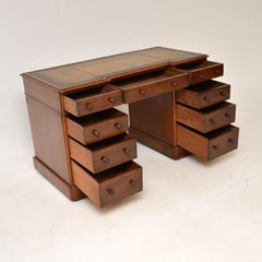Antique Victorian Leather Top Pedestal Desk