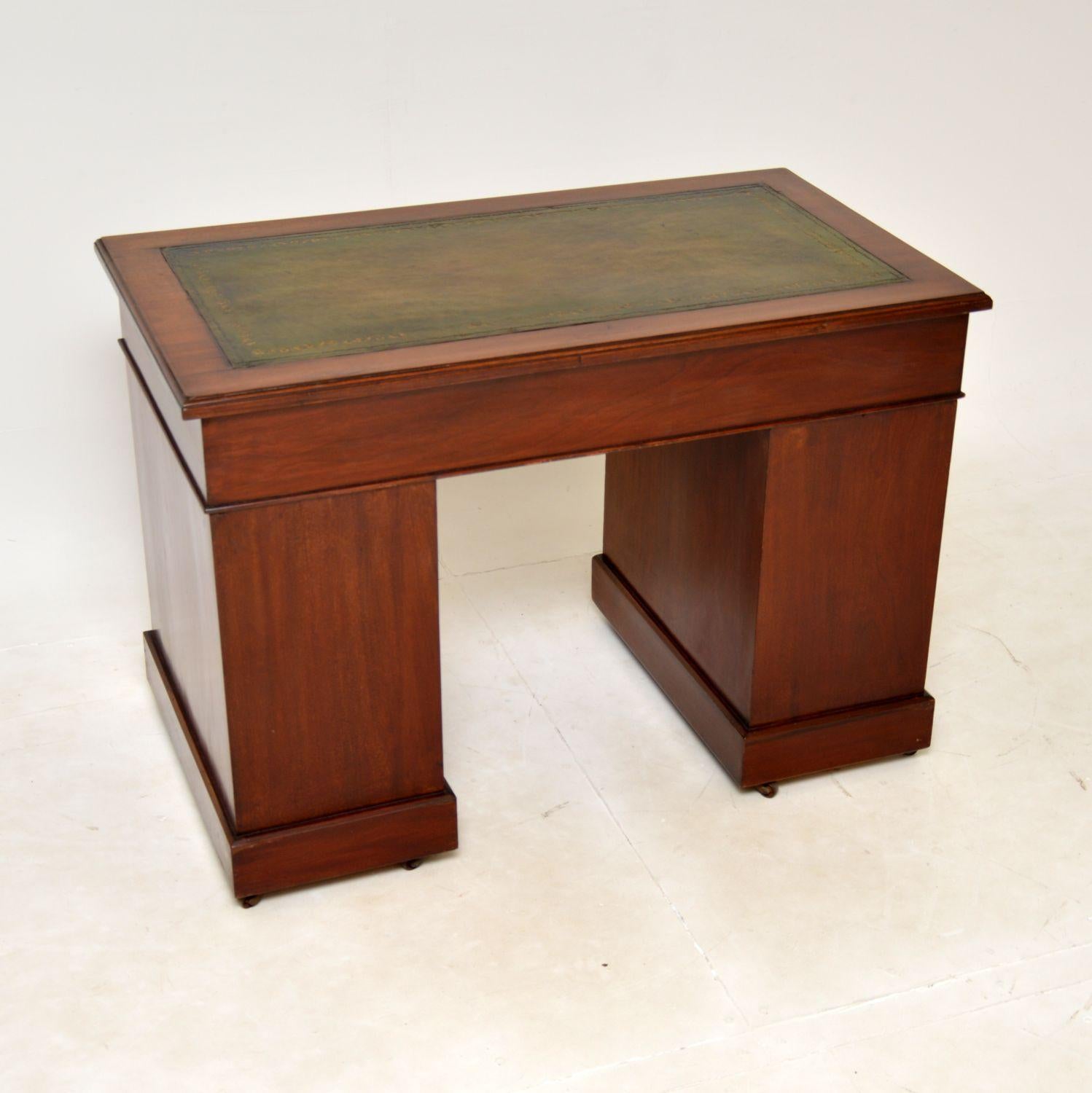 Antique Victorian Leather Top Pedestal Desk 1