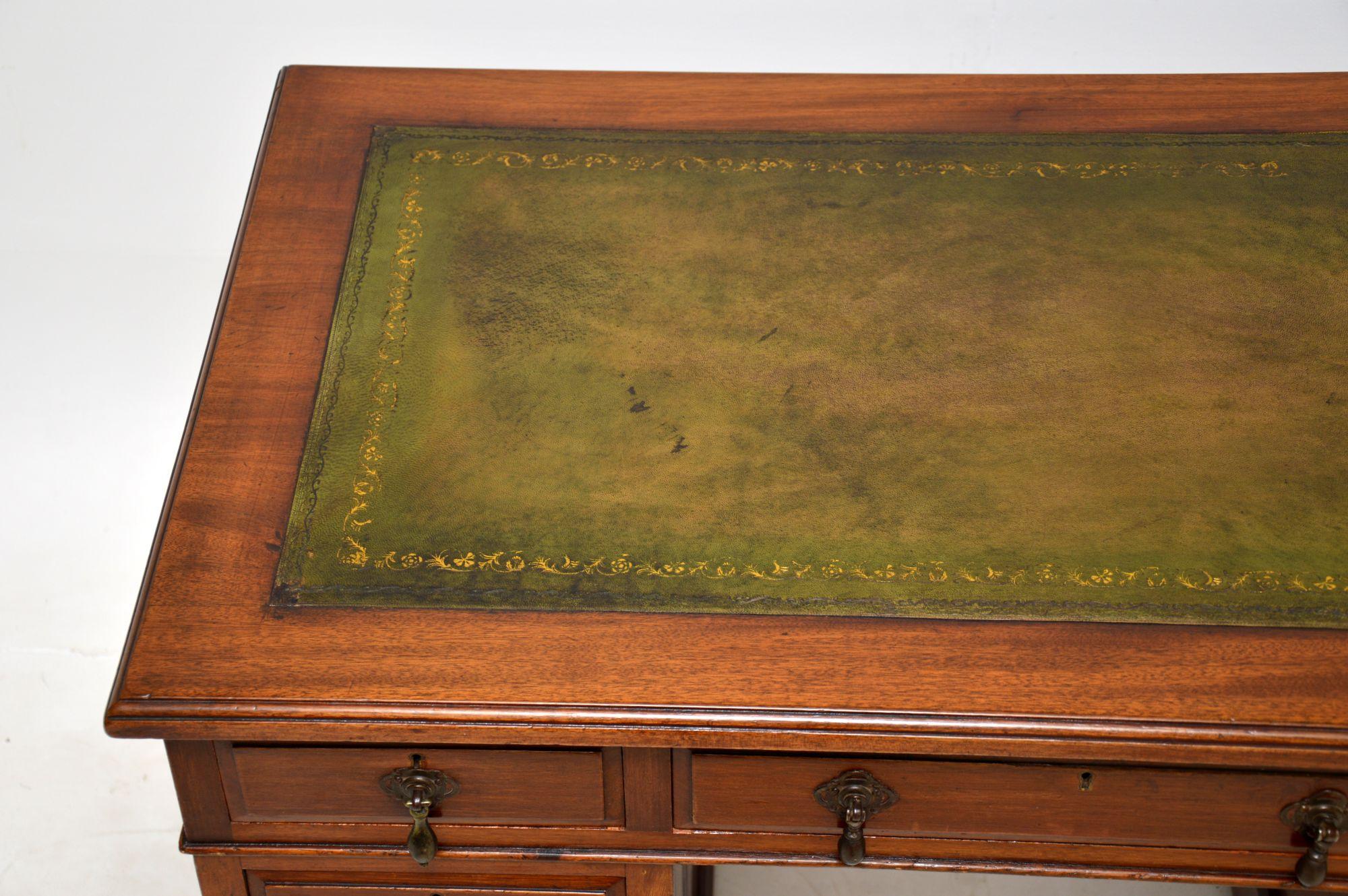 Antique Victorian Leather Top Pedestal Desk 2