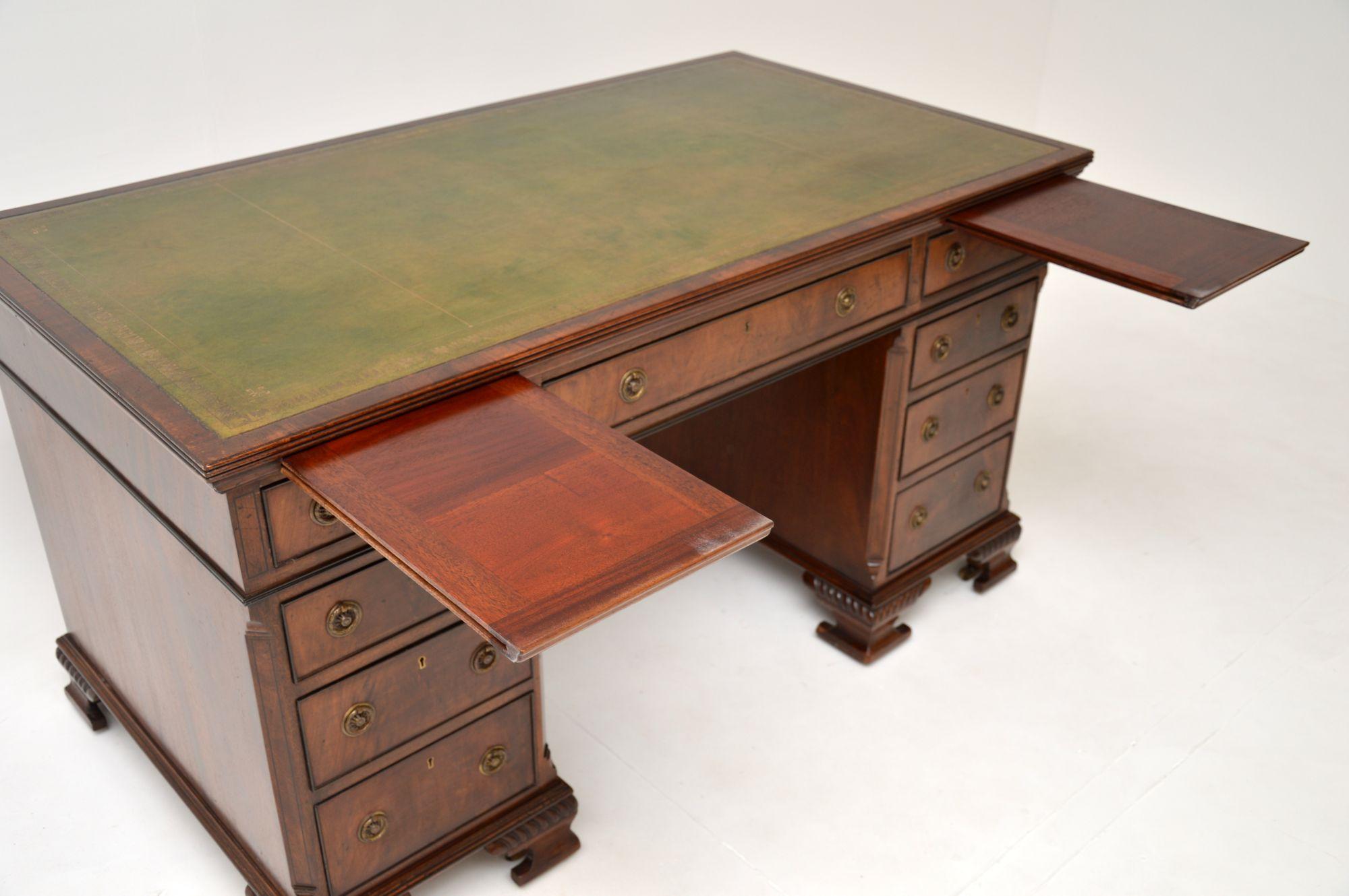 Antique Victorian  Leather Top Pedestal Desk 1