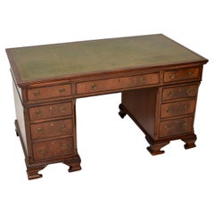 Antique Victorian  Leather Top Pedestal Desk