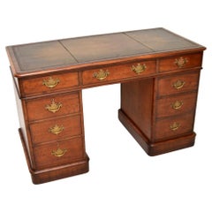 Used Victorian Leather Top Pedestal Desk