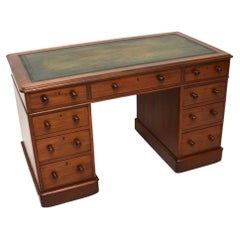 Antique Victorian Leather Top Pedestal Desk