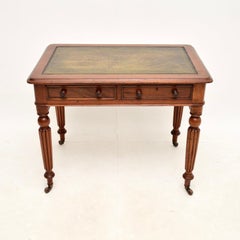 Antique Victorian Leather Top Writing Table / Desk