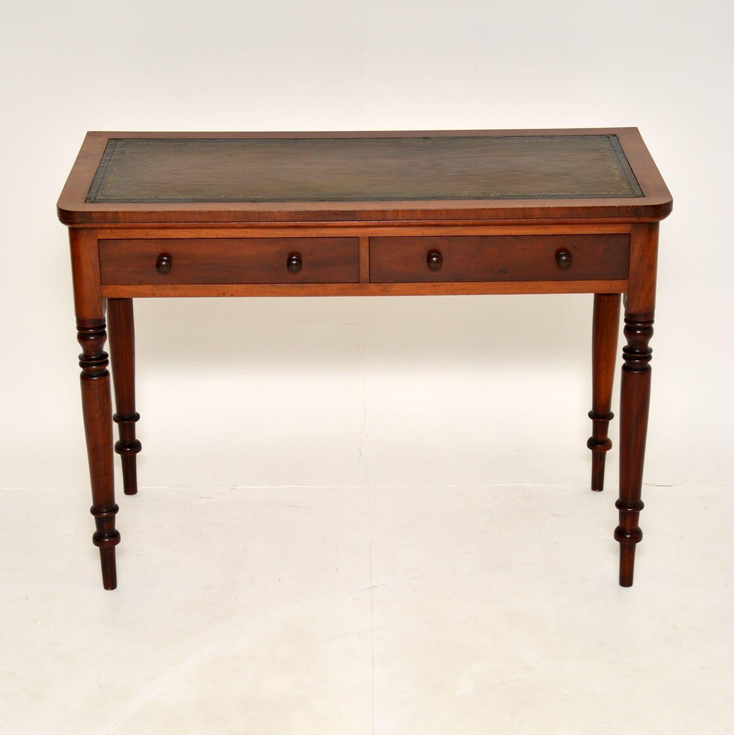 English Antique Victorian Leather Top Writing Table / Desk