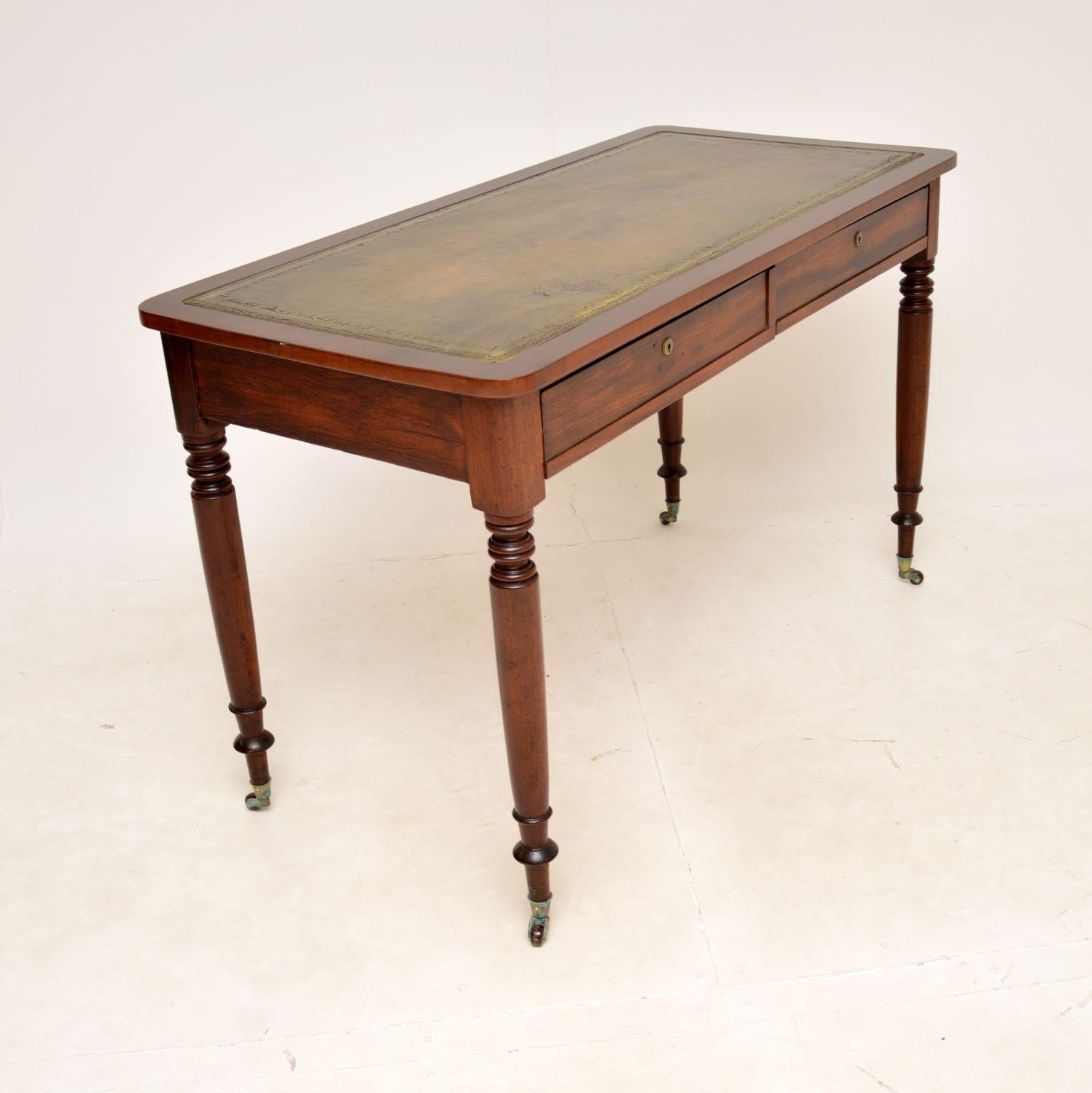 Early Victorian Antique Victorian Leather Top Writing Table / Desk