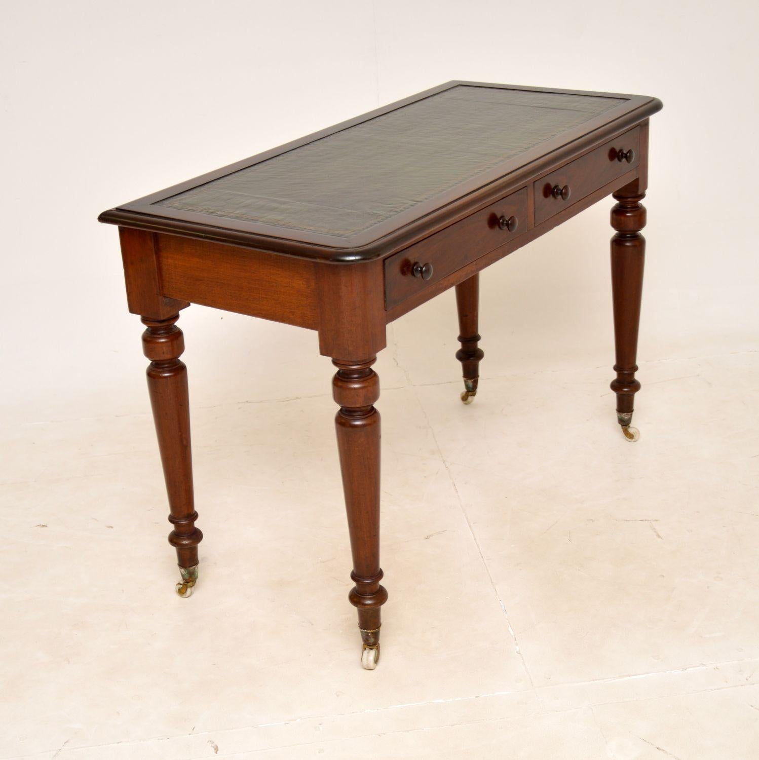 British Antique Victorian Leather Top Writing Table / Desk