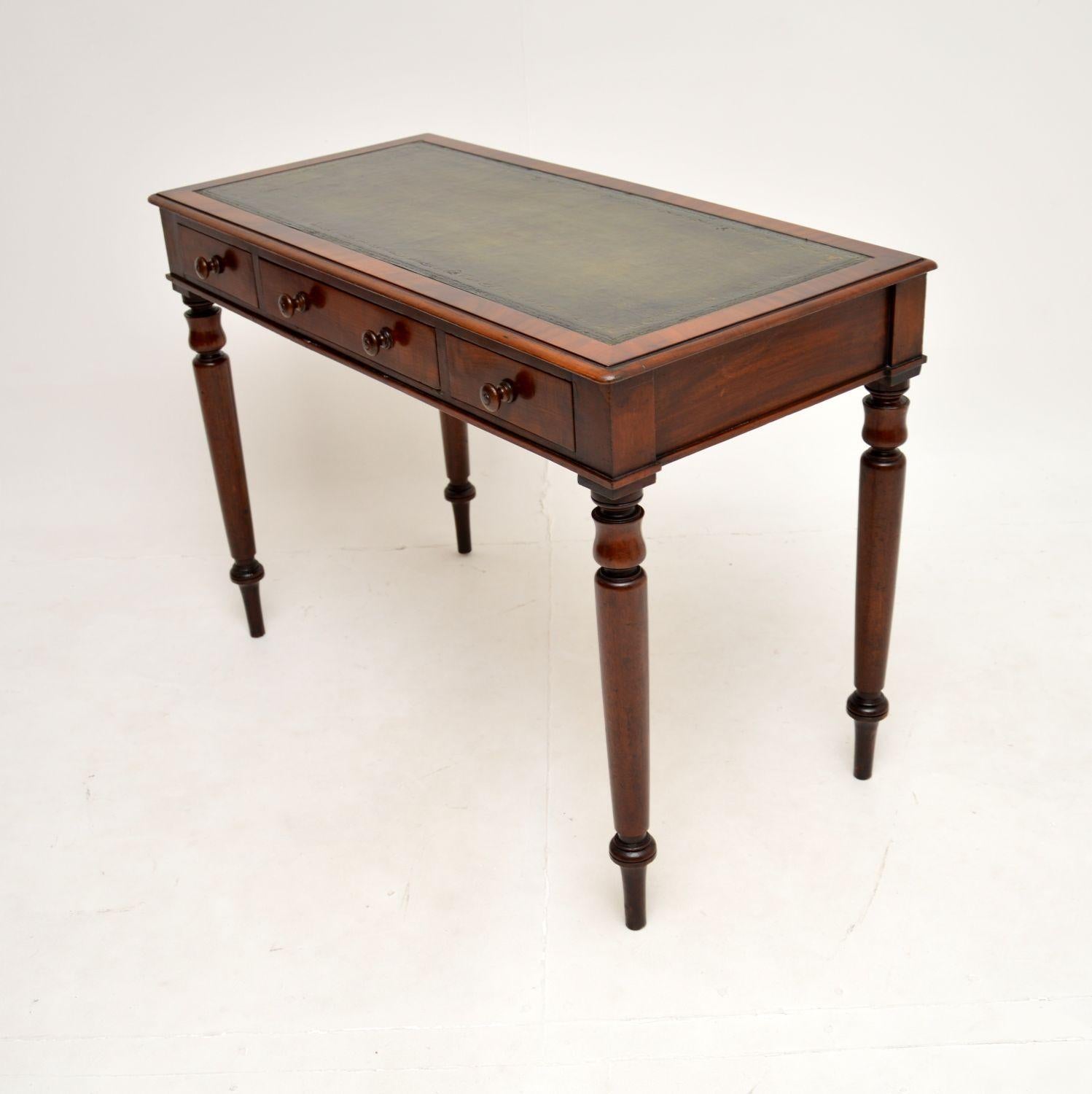 High Victorian Antique Victorian Leather Top Writing Table / Desk