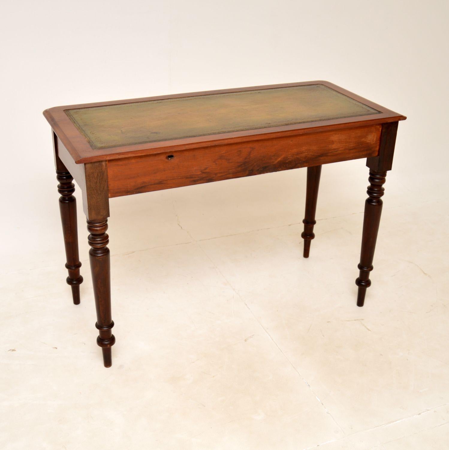 British Antique Victorian Leather Top Writing Table / Desk
