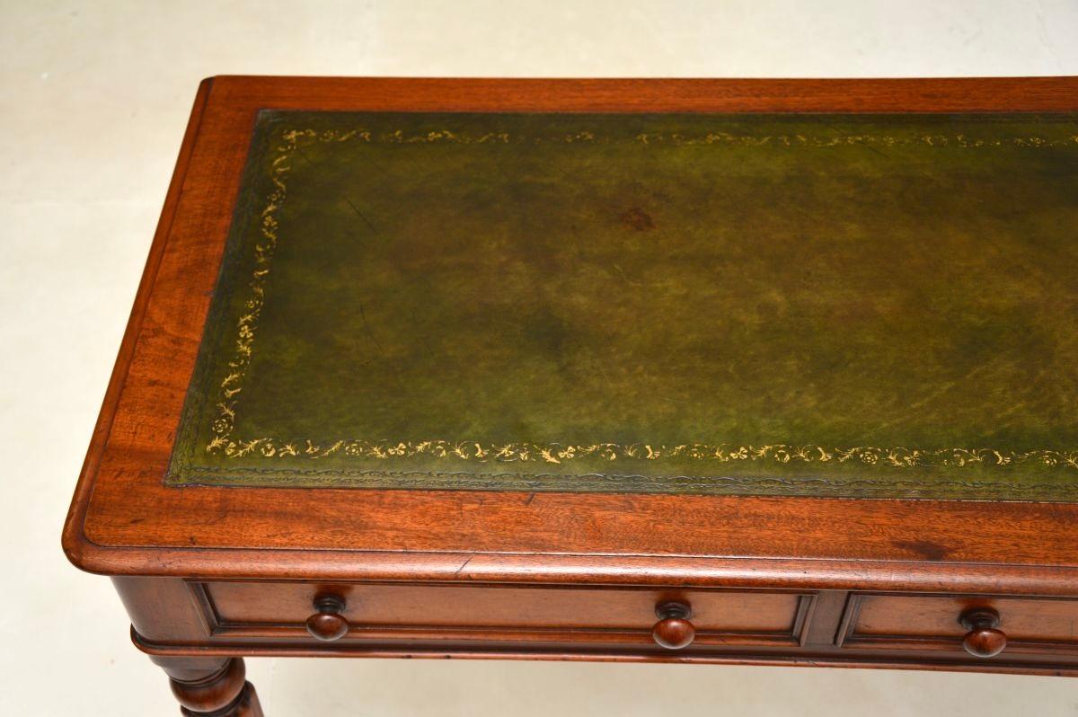 Mid-19th Century Antique Victorian Leather Top Writing Table / Desk