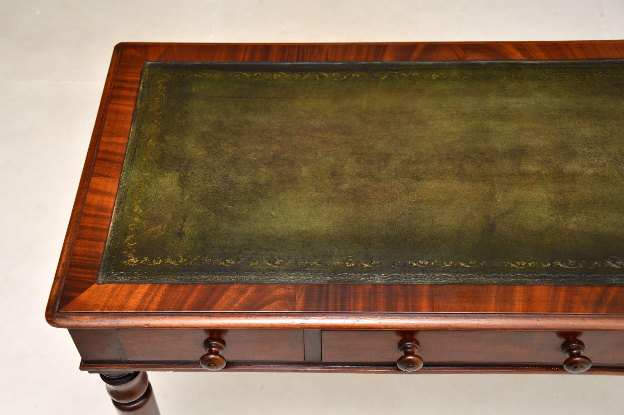 Mid-19th Century Antique Victorian Leather Top Writing Table / Desk