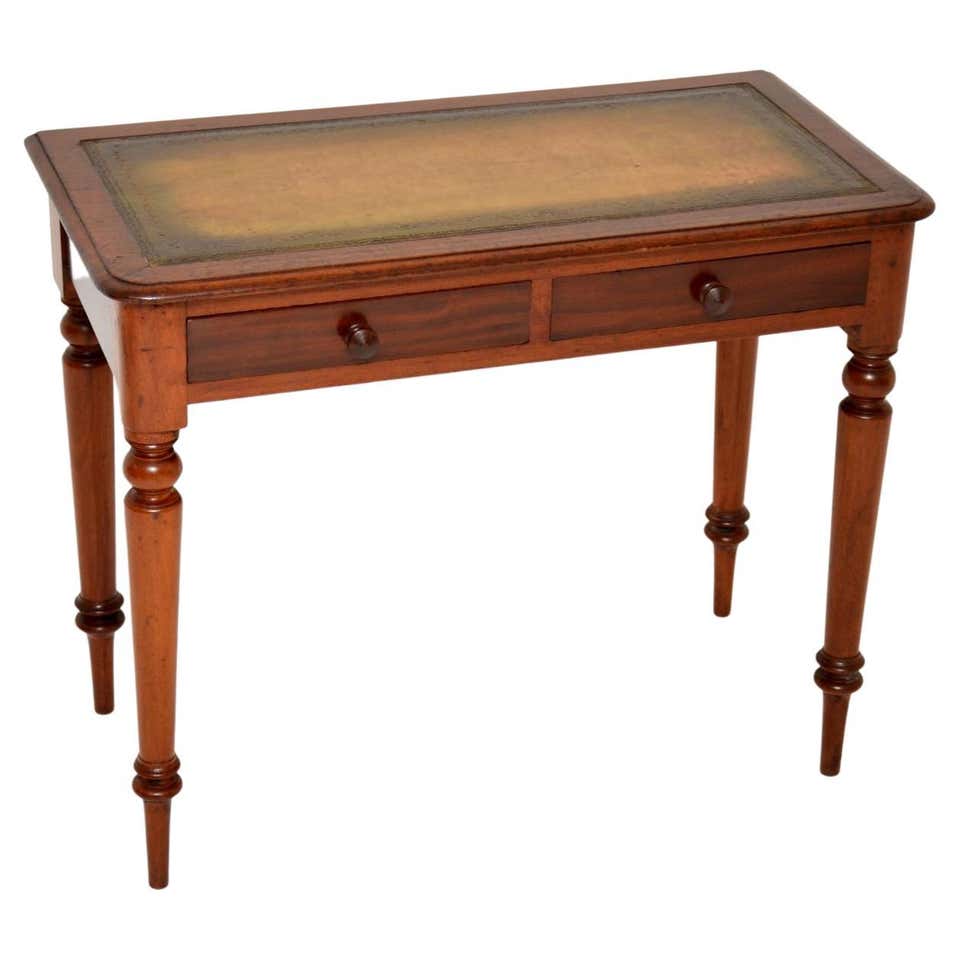 Antique Victorian Mahogany Leather Top Writing Table / Desk at 1stDibs
