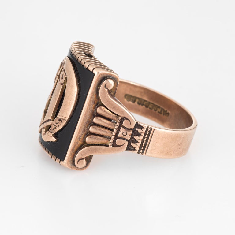 Antique Victorian Letter C Initial Ring Mens Jewelry 14 Karat Gold 