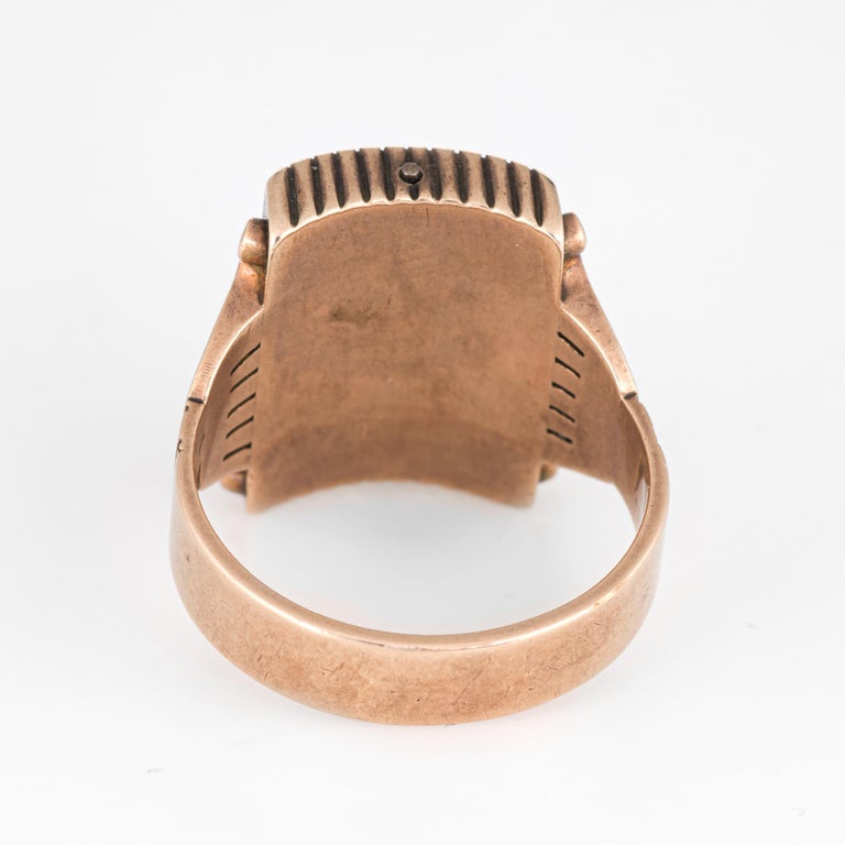 Antique Victorian Letter C Initial Ring Mens Jewelry 14 Karat Gold 