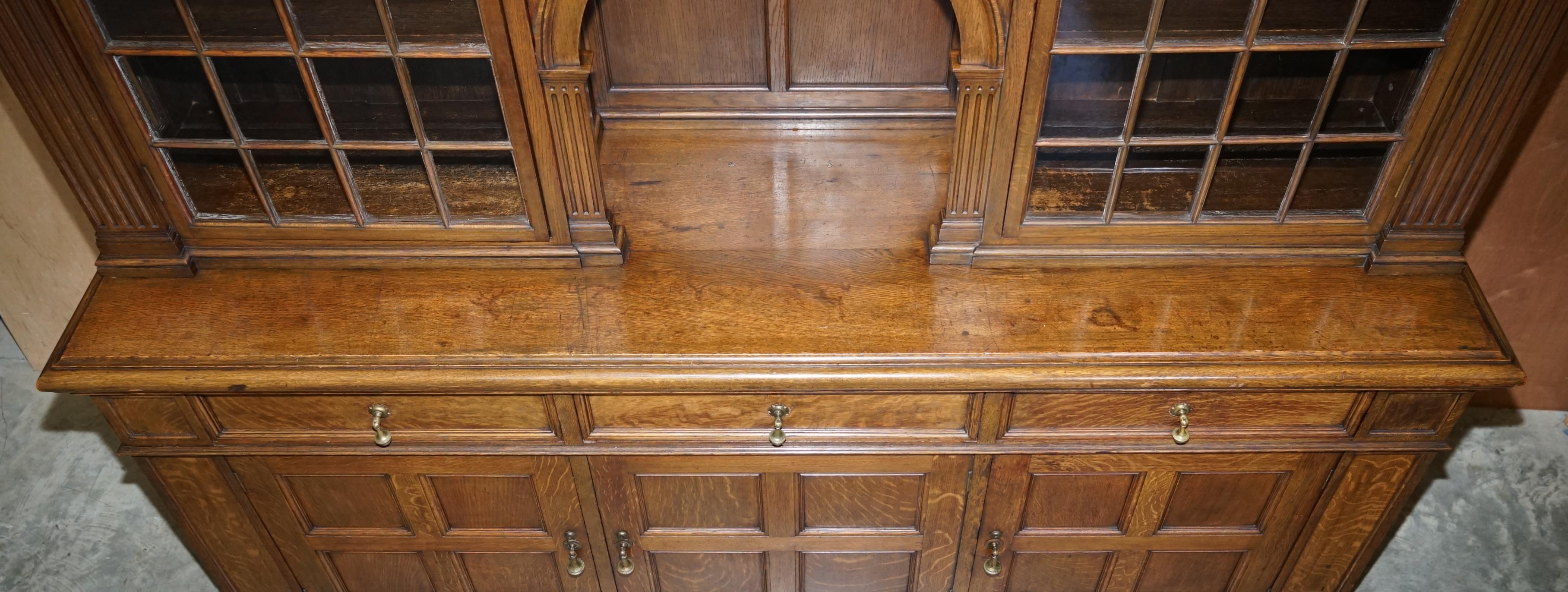 Antique Victorian Liberty of London Panelled Oak Welsh Dresser Library Bookcase 4