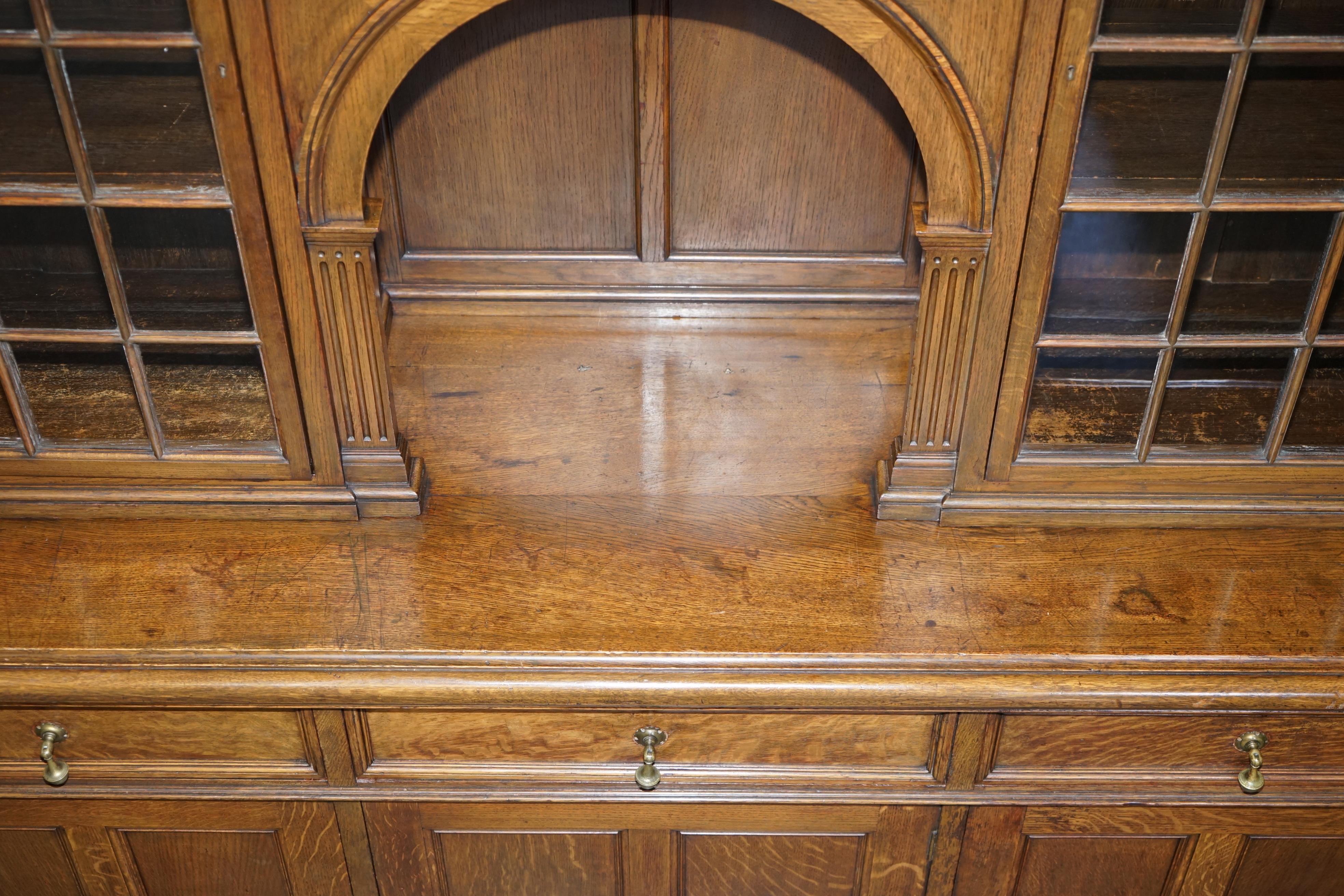 Antique Victorian Liberty of London Panelled Oak Welsh Dresser Library Bookcase 4