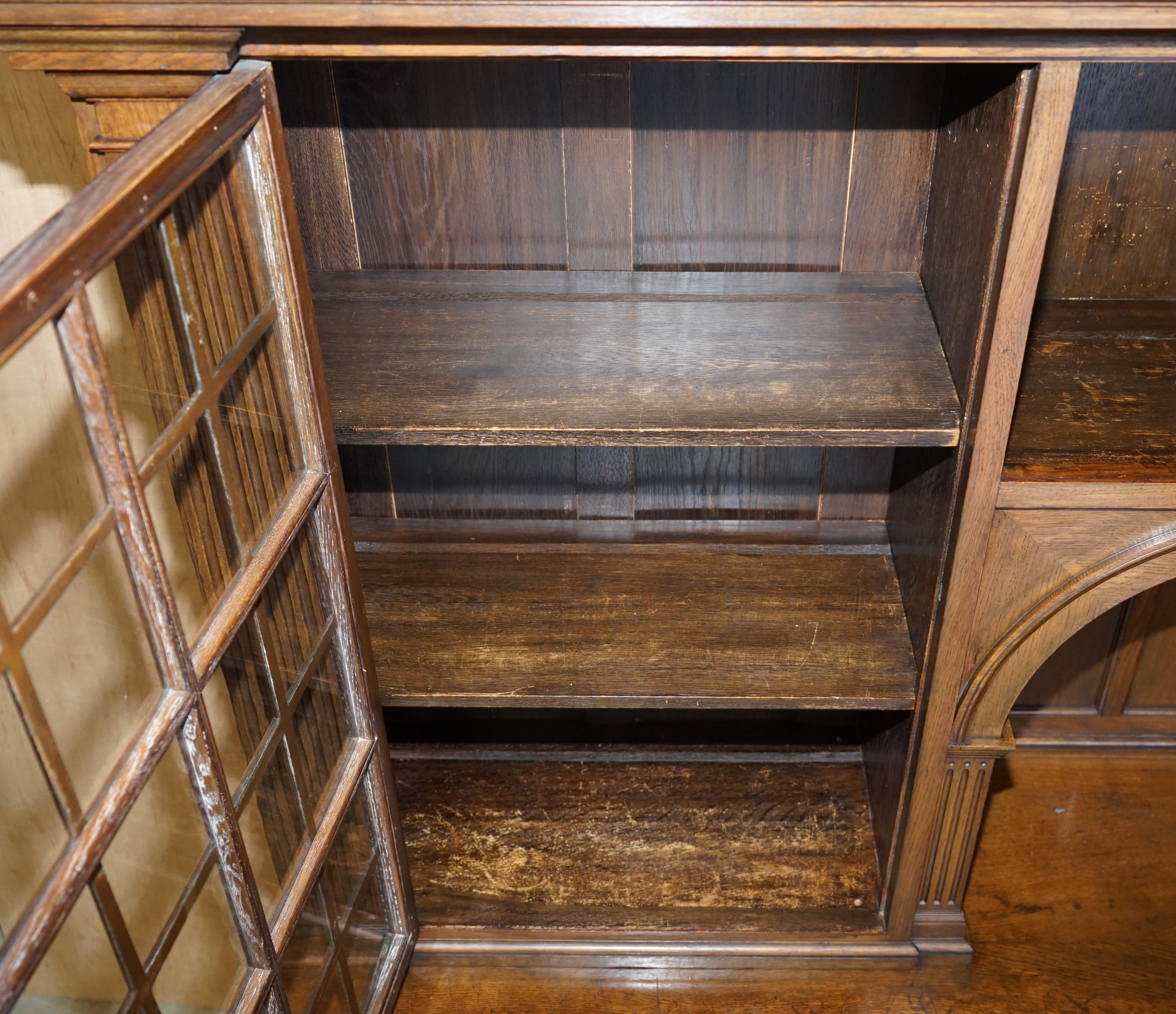 Antique Victorian Liberty of London Panelled Oak Welsh Dresser Library Bookcase 9