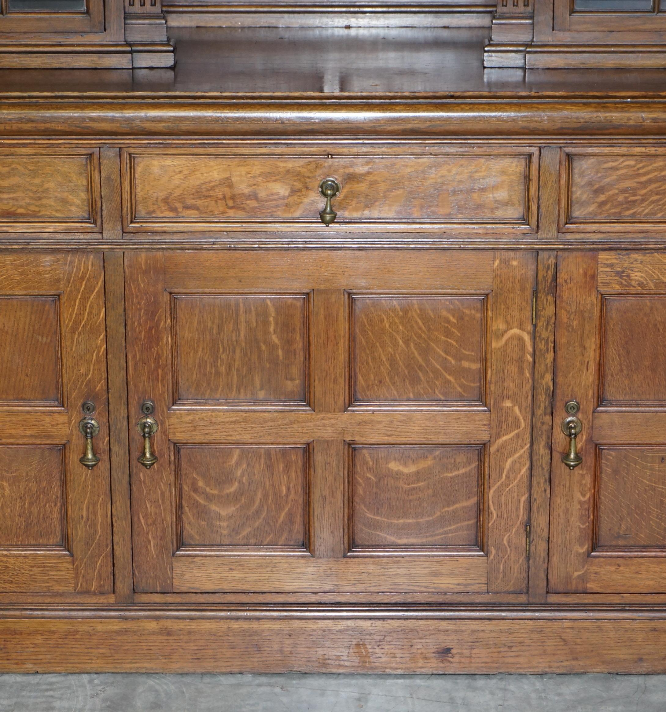 Hand-Crafted Antique Victorian Liberty of London Panelled Oak Welsh Dresser Library Bookcase