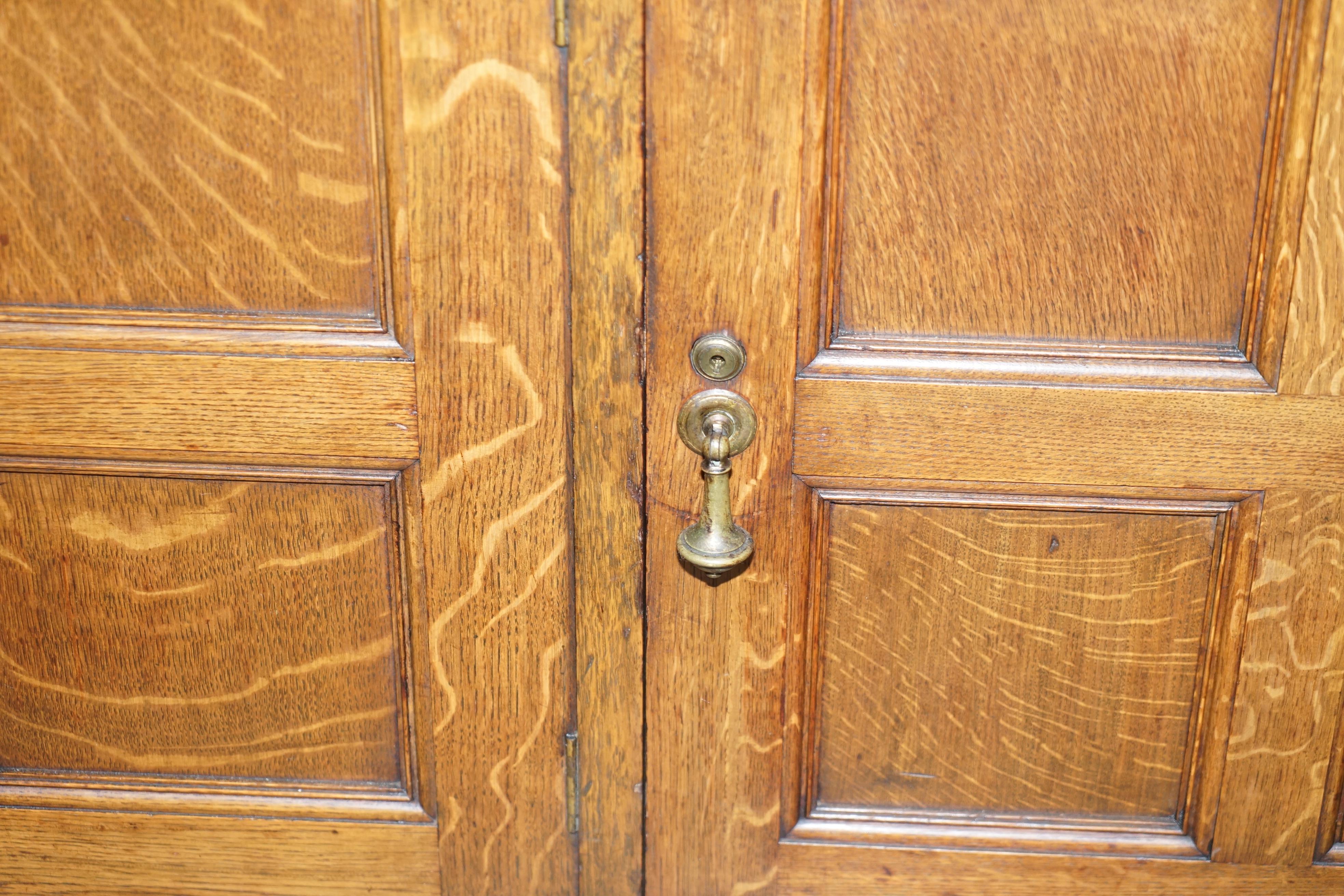 19th Century Antique Victorian Liberty of London Panelled Oak Welsh Dresser Library Bookcase