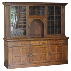 Antique Victorian Liberty of London Panelled Oak Welsh Dresser Library Bookcase