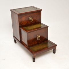 Antique Victorian Library Steps / Side Table