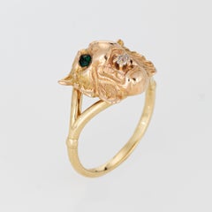 Antique Victorian Lion Ring Diamond Conversion Band 14k Yellow Gold Sz 6.25
