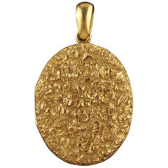 Antique Victorian Locket 18 Carat Gold Gilt Forget Me Not, circa 1880