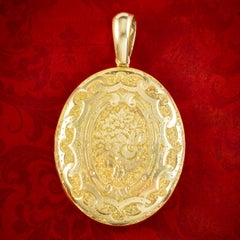 Antique Victorian Locket 18ct Solid Gold With Coloured Photographs