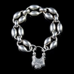 Antique Victorian Locket Bracelet Silver, circa 1900