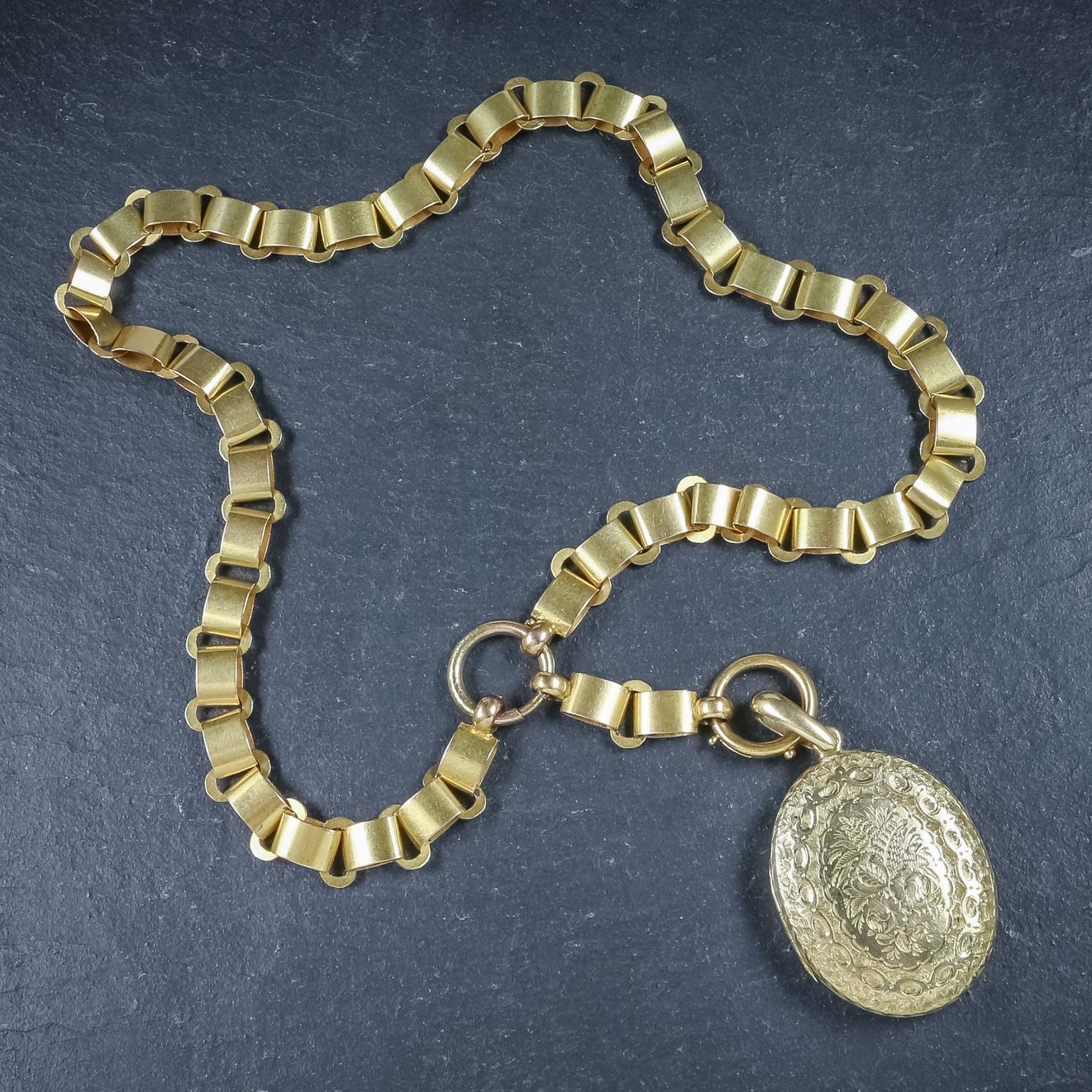 Antique Victorian Locket Collar Solid 15 Carat Gold circa 1900 Necklace For Sale 6