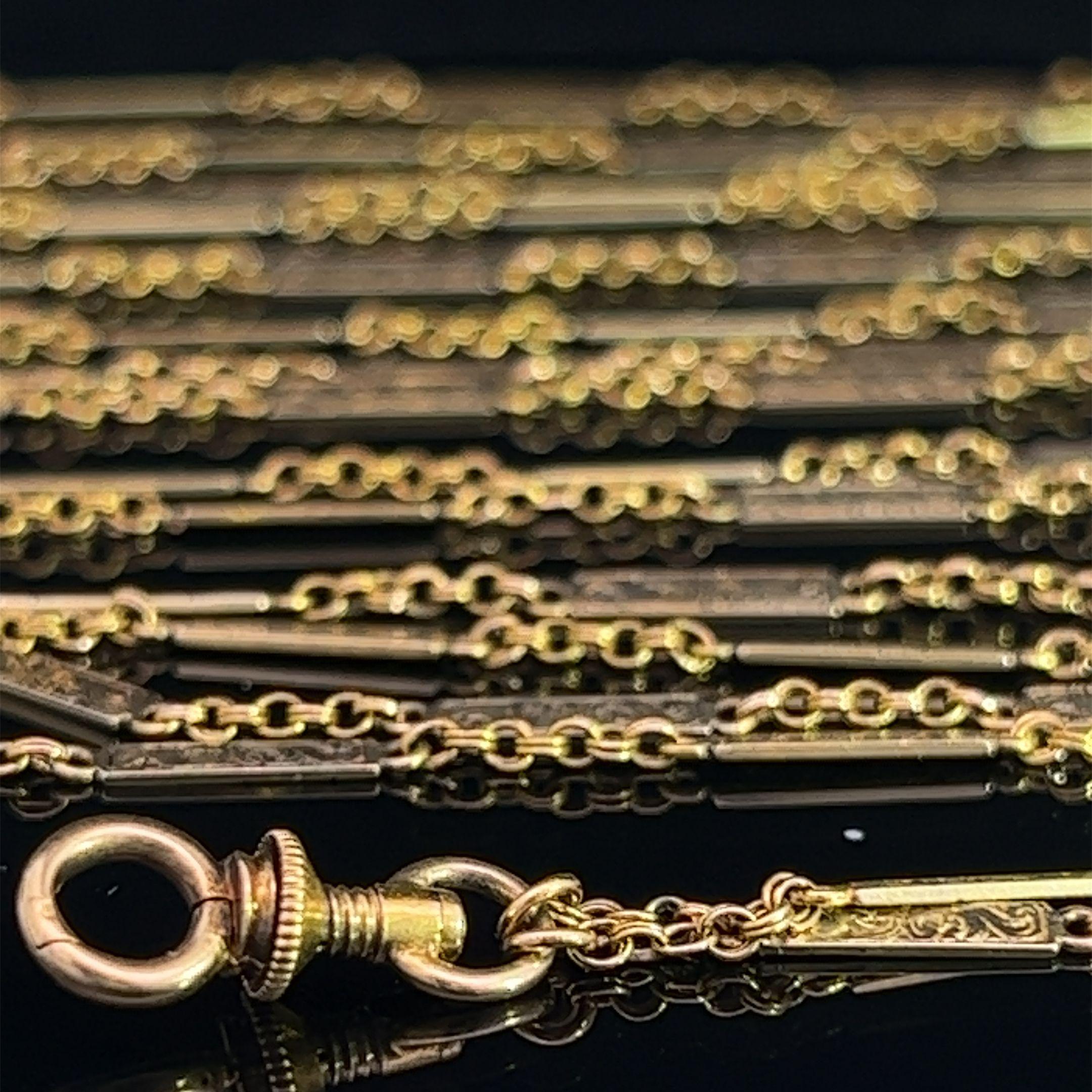 Antique Victorian Long 18k yellow Gold Guard Chain Circa 1890 In Good Condition In ADELAIDE, SA